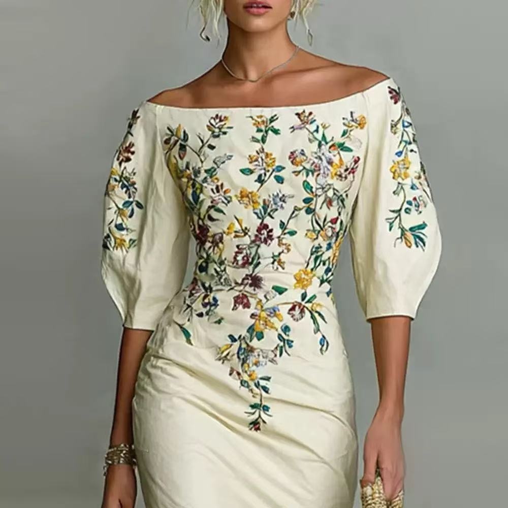 Zimmermann Off-Shoulder Cream Floral Embroidered Midi Dress - Picture 3 of 3